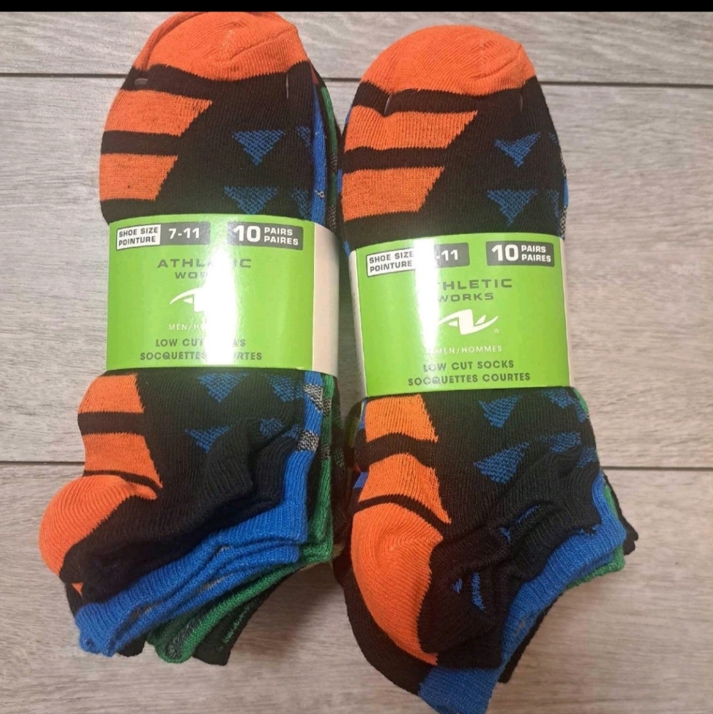 2 Brand New Packs Of Athletic Works 10 Pair Men's Low Cut Socks